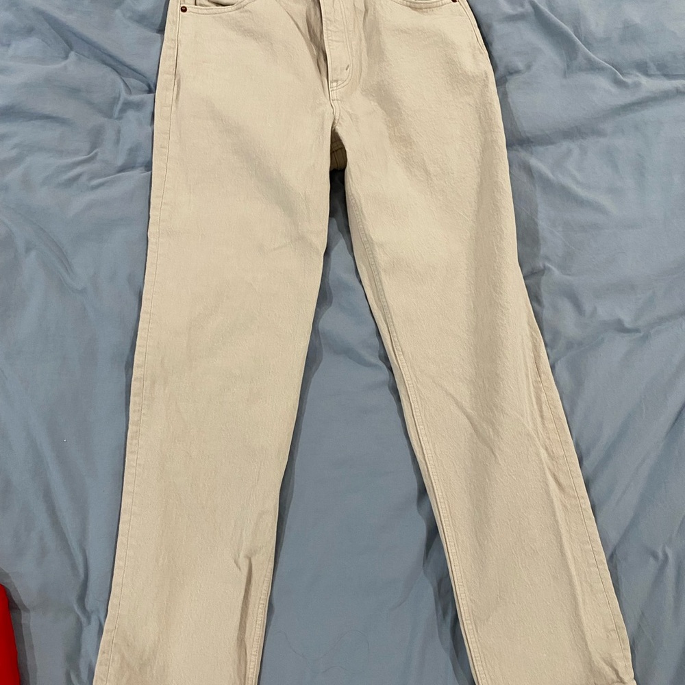 Oatmeal Abercrombie 90’s Straight-Leg Jeans